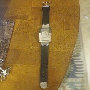 Shiffon Vintage Art Deco Men's Watch Quartz Leather Band- Untested